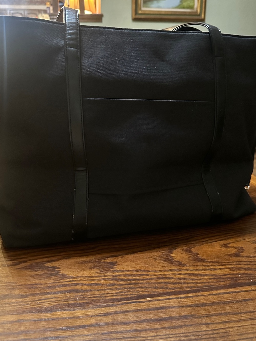 Classic Black Laptop Canvas Tote Bag